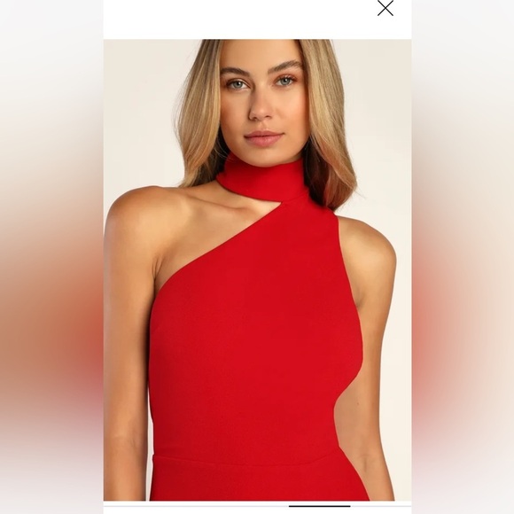 Lulu's Red One-Shoulder Maxi Dress - Picture 3 of 12